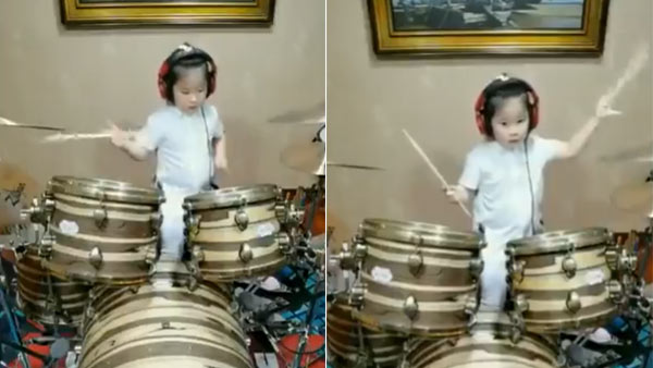 Viral video of 5 year old girl playing drums Viral video of 5 year old girl playing drums