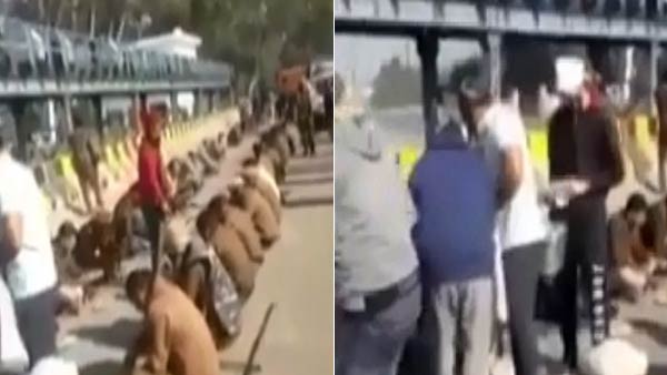 Volunteers providing food to the police who carried out beatings on farmers in Haryana Volunteers providing food to the police who carried out beatings on farmers in Haryana