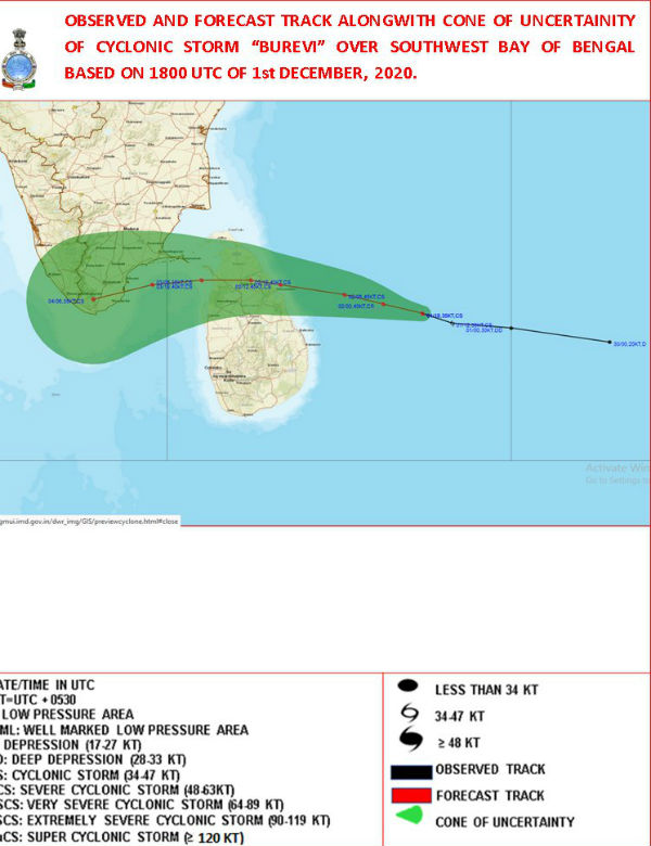 Cyclone Burevi to make Land Fall in Srilanka on today Cyclone Burevi to make Land Fall in Srilanka on today