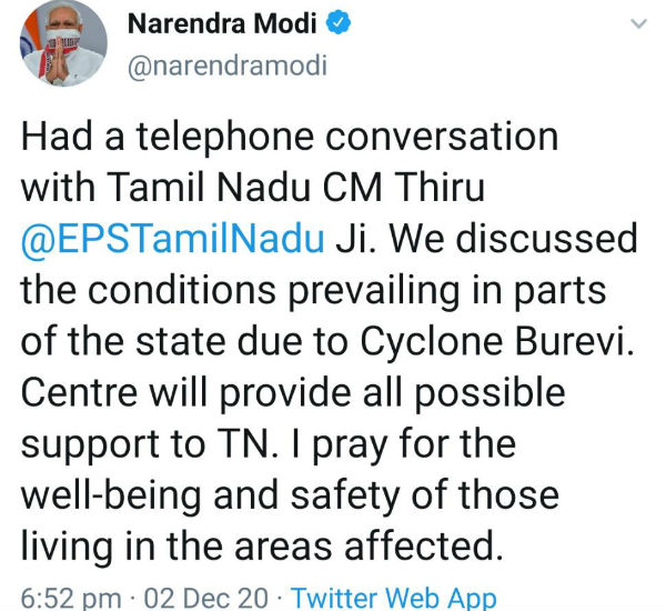 PM Modi had a telephone conversation with Tamil Nadu CM PM Modi had a telephone conversation with Tamil Nadu CM