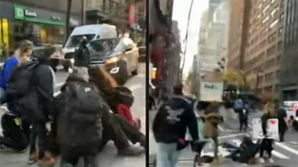 Car hits protesters protest rally in New York many injuried Car hits protesters protest rally in New York many injuried
