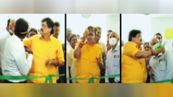 Mini Clinic Opening Ceremony in Sivakasi, Rajendra Balaji enjoyed breaking balloons and playing Mini Clinic Opening Ceremony in Sivakasi, Rajendra Balaji enjoyed breaking balloons and playing