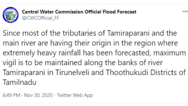 cyclone Burevi: Central Water Commission advices to vigil Banks of rivers and Reservoirs in Southern TN cyclone Burevi: Central Water Commission advices to vigil Banks of rivers and Reservoirs in Southern TN