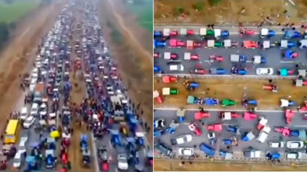Thousands Of protesting farmers take part in tractor rally Thousands Of protesting farmers take part in tractor rally