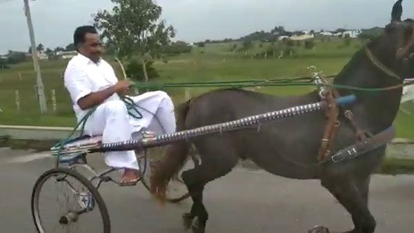 Minister MR Vijayabaskar drove the chariot in karur Minister MR Vijayabaskar drove the chariot in karur