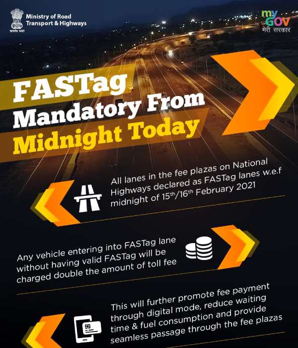 FASTags must from today in toll plazas FASTags must from today in toll plazas
