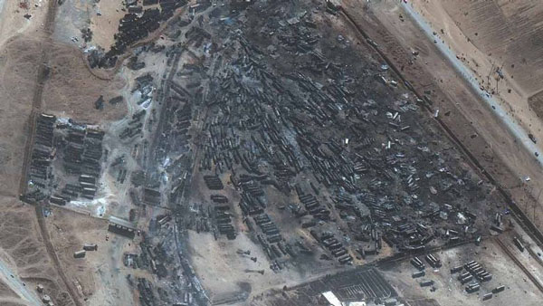 Satellite images shows 500 Oil Tankers Destroyed On Afghanistan-Iran Border Satellite images shows 500 Oil Tankers Destroyed On Afghanistan-Iran Border