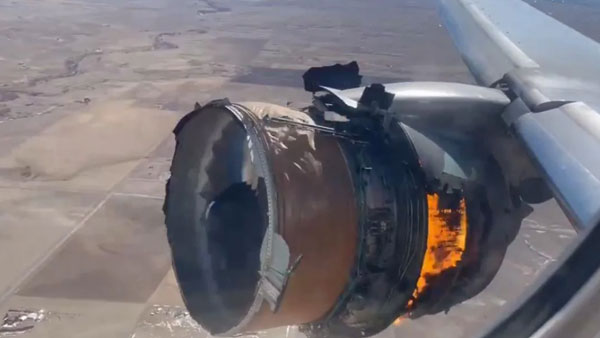 United Airlines engine bursts into flames Watch video United Airlines engine bursts into flames Watch video