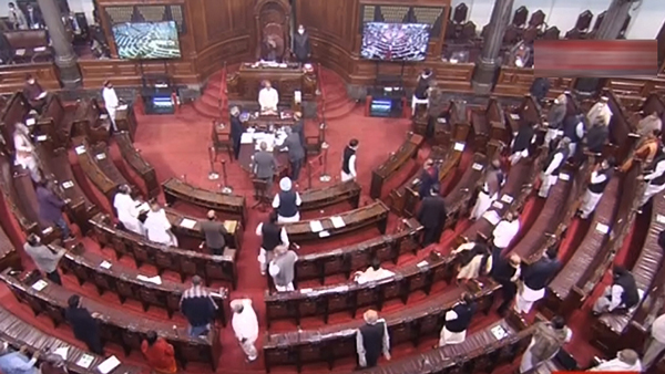 3 Aam Aadmi Party MPs resort to sloganeering, suspended for a day in Rajya Sabha 3 Aam Aadmi Party MPs resort to sloganeering, suspended for a day in Rajya Sabha