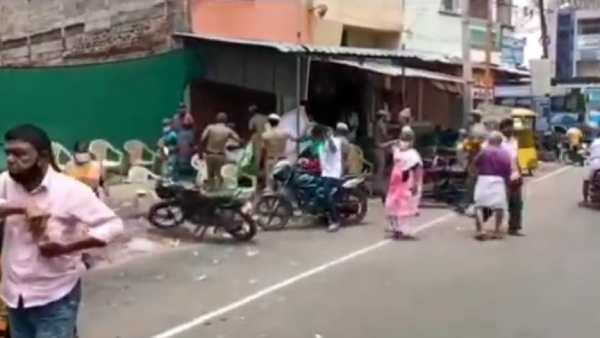 DMK-BJP clash at Pallapatti polling booth in Aravakurichi constituency DMK-BJP clash at Pallapatti polling booth in Aravakurichi constituency