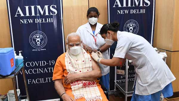Prime Minister Narendra Modi takes his second dose of COVID19 vaccine at AIIMS Prime Minister Narendra Modi takes his second dose of COVID19 vaccine at AIIMS