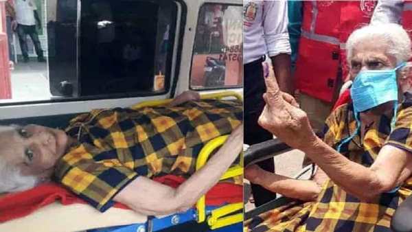 An 86-year-old grandmother came in an ambulance and voted An 86-year-old grandmother came in an ambulance and voted