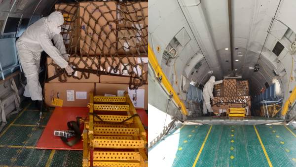 IAF airlifts Covid relief material from Coimbatore to Lakshwadeep IAF airlifts Covid relief material from Coimbatore to Lakshwadeep