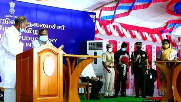 Rangasamy sworn-in puducherry CM today Rangasamy sworn-in puducherry CM today