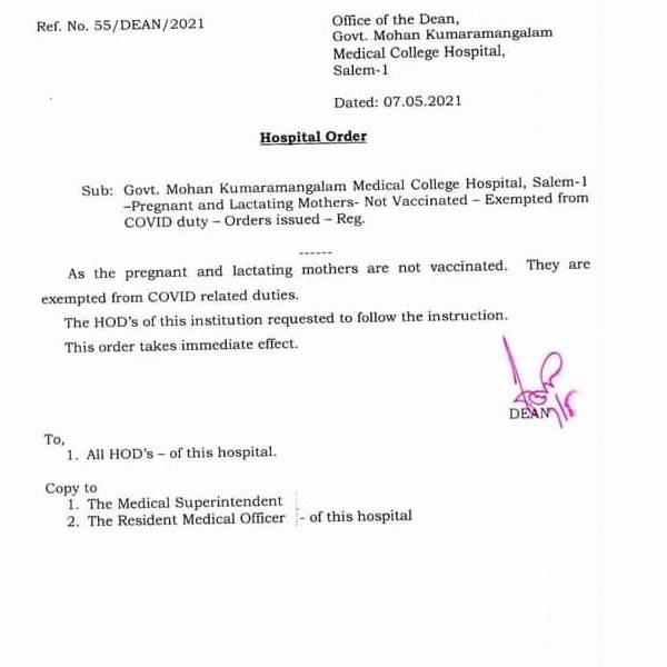 pregnant and lactating mothers are given exception to work in Corona wards pregnant and lactating mothers are given exception to work in Corona wards