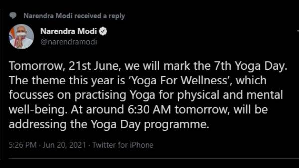 PM Modi to address 7th International Yoga Day programme tomorrow PM Modi to address 7th International Yoga Day programme tomorrow