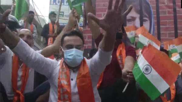 Dogra Front stages protest against Mehbooba Mufti in Jammu Dogra Front stages protest against Mehbooba Mufti in Jammu