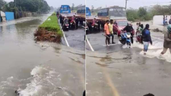 கனமழையால் நிரம்பிய நந்திவரம் ஏரி... கூடுவாஞ்சேரியில் மிதக்கும் வீடுகள் கழுத்தளவு தண்ணீர் சூழ்ந்தது 