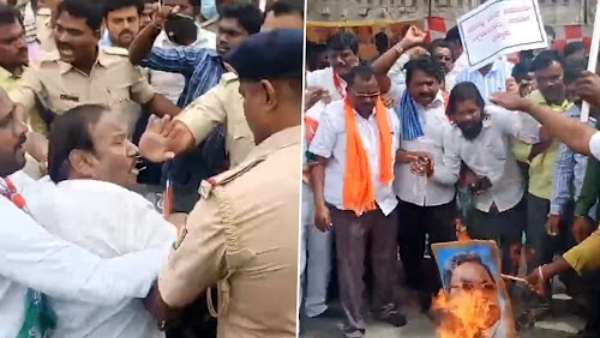 போலீஸ் கன்னத்தில் பளார் விட்ட பாஜக Ex எம்.எல்.ஏ... கட்சித் தொண்டர் என நினைத்துவிட்டதாக விளக்கம்..! 