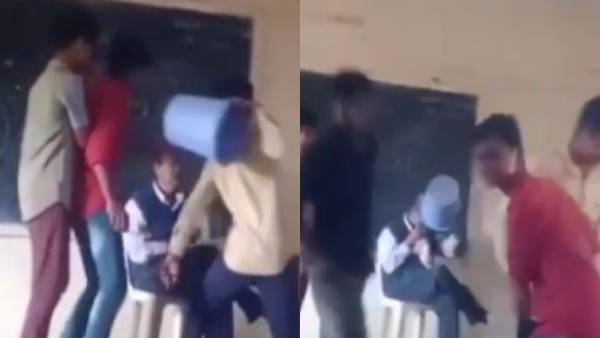 ஆசிரியர் தலையில் குப்பைத் தொட்டியை கவிழ்த்த மாணவர்கள்.. வைரல் போட்டோ.. விசாரணைக்கு உத்தரவு 