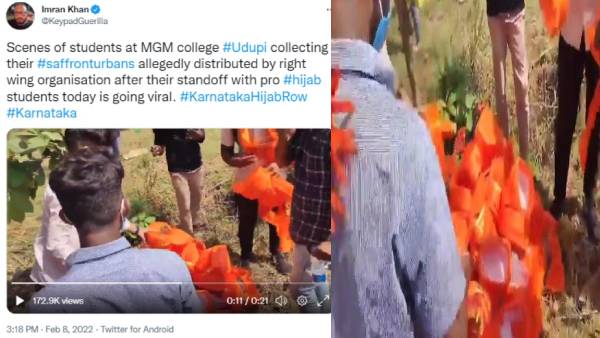 லீக்கான வீடியோ.. இந்துத்துவா மாணவர்களுக்கு காவி துண்டு, தொப்பி கொடுத்தது யார்? கர்நாடகாவில் பரபரப்பு