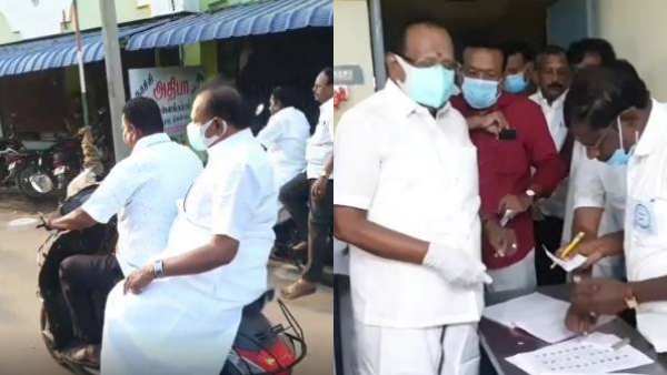 டூ வீலரில் ஓட்டுப்போட வந்த அமைச்சர் ரகுபதி! வரும் வழியில் மக்களுக்கு வணக்கம் போட ஒரு வாய்ப்பு! 