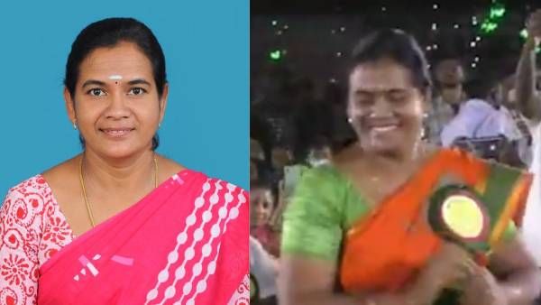 புடவையை இழுத்து செருகி.. பட்சியாம், பறவையாம்.. ஒரே செகண்டில் கரூரையே கலக்கிய கவிதா.. கலக்கும் மேயர்