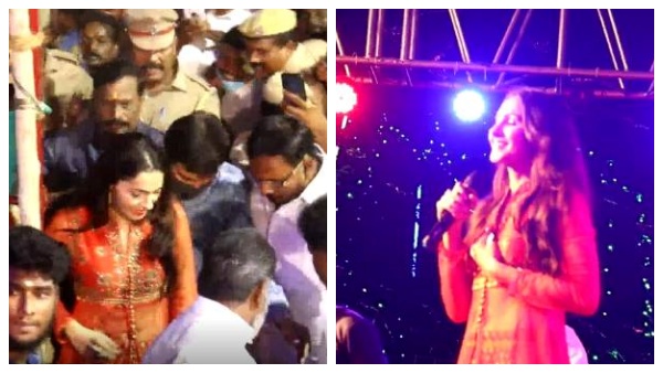 கோவில் திருவிழாவில் ஊ சொல்றியா மாமா! ரசிகர்கள் தொல்லையால் கடுப்பான ஆண்ட்ரியா! ”லேசான” தடியடிதானாம் 