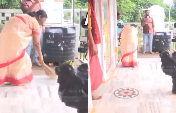 ஒடிஷா: சிவன் கோவிலை சுத்தம் செய்து நந்தியை ஆரத்தழுவி வணங்கிய பாஜக ஜனாதிபதி வேட்பாளர் திரெளபதி முர்மு!