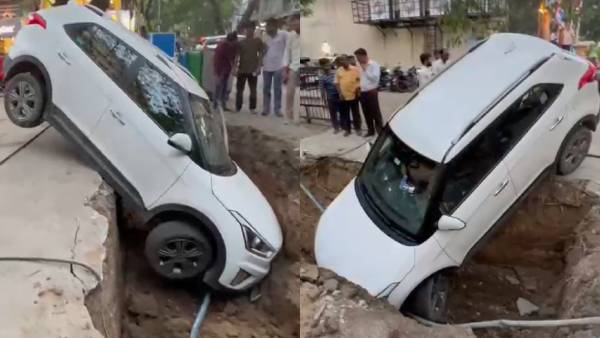 எப்படி போய் தலைகுப்புற பள்ளத்தில் “லேன்ட்டாகியிருக்கு” டாக்டர் கார் பாருங்க! சென்னையில் பரபர சம்பவம்