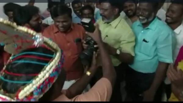 VCK President Thirumavalavan get camera and take photographs of cameraman VCK President Thirumavalavan get camera and take photographs of cameraman
