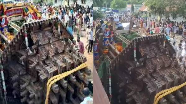 புதுக்கோட்டையில் சரண கோஷங்களுடன் நகர்ந்த சாமி தேர் திடீரென தலைகுப்புற கவிழ்ந்தது- 7 பேர் படுகாயம்!