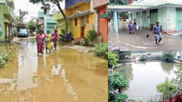 சேலத்தில் கன மழையால் வீடுகளுக்குள் தண்ணீர்..காவிரியில் வெள்ளத்தால் ஒகேனக்கல் அருவியில் குளிக்கத் தடை 