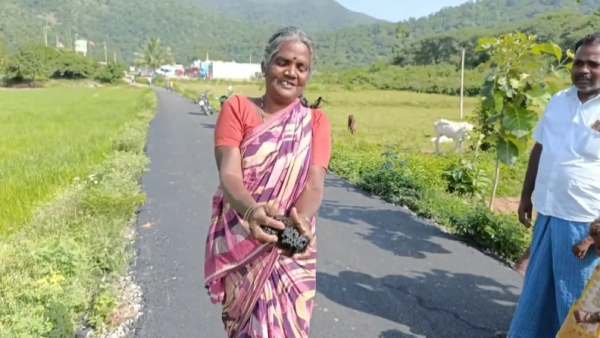 Old Woman Dismantles Newly Constructed Road In Tiruvannamalai Old Woman Dismantles Newly Constructed Road In Tiruvannamalai