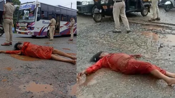 ரோடு சரியில்லை.. தேங்காய் உடைத்து காவி உடையில் உருண்டு புரண்ட ‛நித்தியானந்தா’! பரபர கர்நாடகம் 