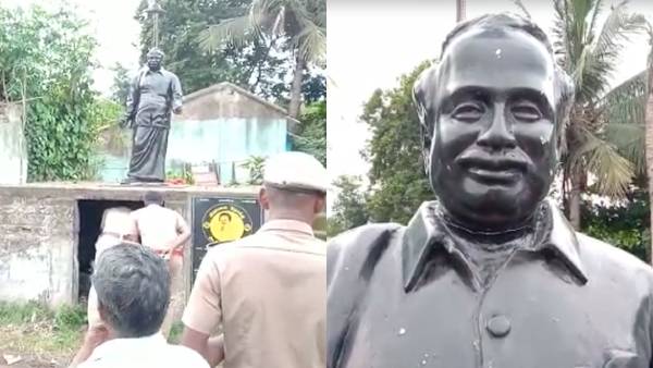 Desecration of Anna statue near Viluppuram Desecration of Anna statue near Viluppuram