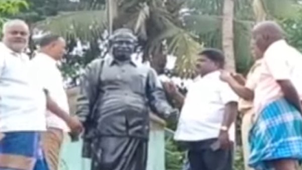 Three BJP Cadres arrest in Anna Statue Insult case Three BJP Cadres arrest in Anna Statue Insult case