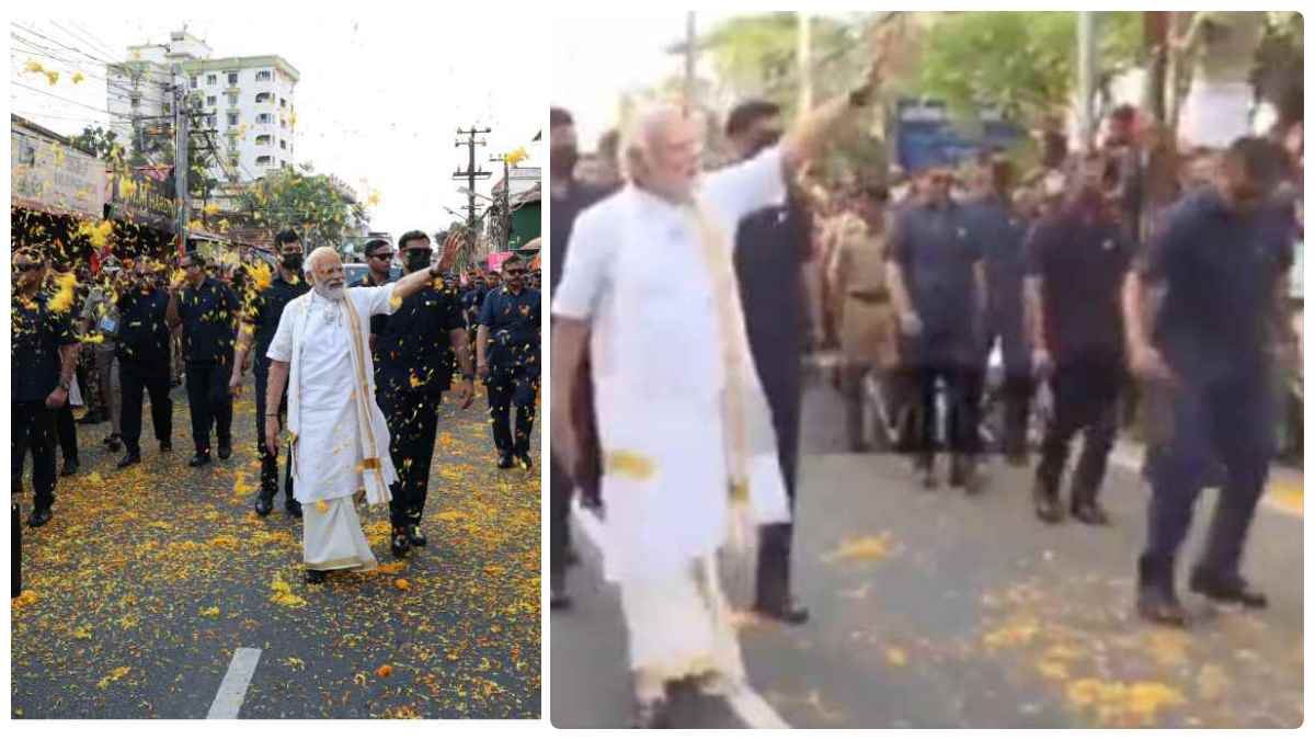 கேரளாவில்.. பூக்களுக்கு இடையே.. மோடியை நோக்கி வந்த மர்ம பொருள்.. பட்டென சுதாரித்த எஸ்பிஜி படை.. பரபர 