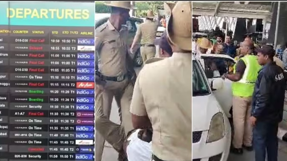 பெரும் குழப்பம்! பெங்களூர் ஏர்போர்ட்டில் நுழைந்த கன்னட ஆதரவாளர்கள்! ரத்து செய்யப்பட்ட 44 விமானங்கள்