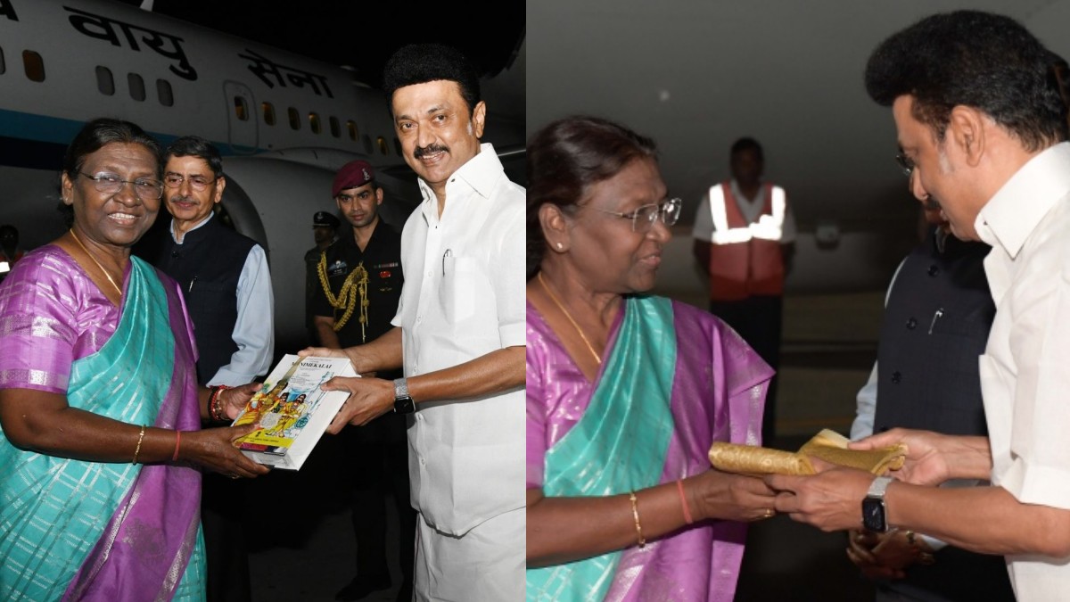 சென்னை வந்தார் ஜனாதிபதி திரௌபதி முர்மு.. நேரில் வரவேற்ற ஆளுநர், முதல்வர்.. ஸ்டாலின் வழங்கிய பரிசு! 