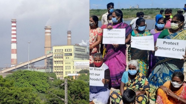 வடசென்னையில் தொடரும் சோகம்! அம்மோனியா வாயு கசிவு.. எண்ணூர் மக்கள் போராட்டம் | Ennore people protest against Coromandal company - Tamil Oneindia