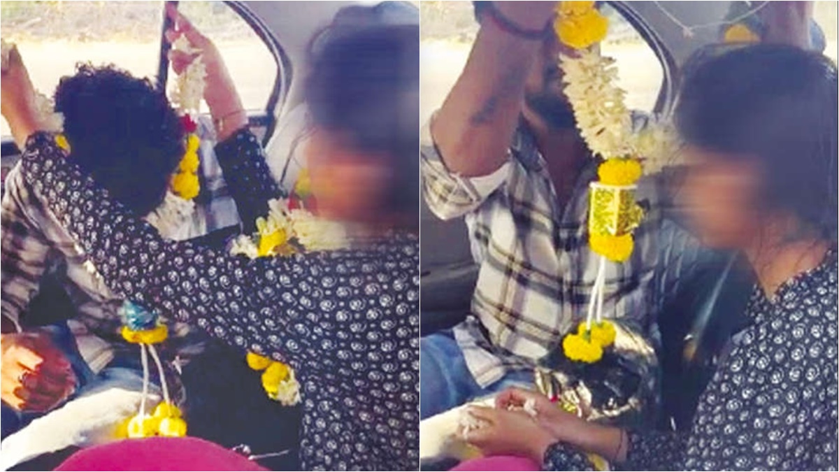 ஓடும் காரில் மாலை மாற்றிய ஜோடி.. காதலனா, பெற்றோரா.. யாருடன் செல்வது? ட்விஸ்ட் கொடுத்த புதுப்பெண்