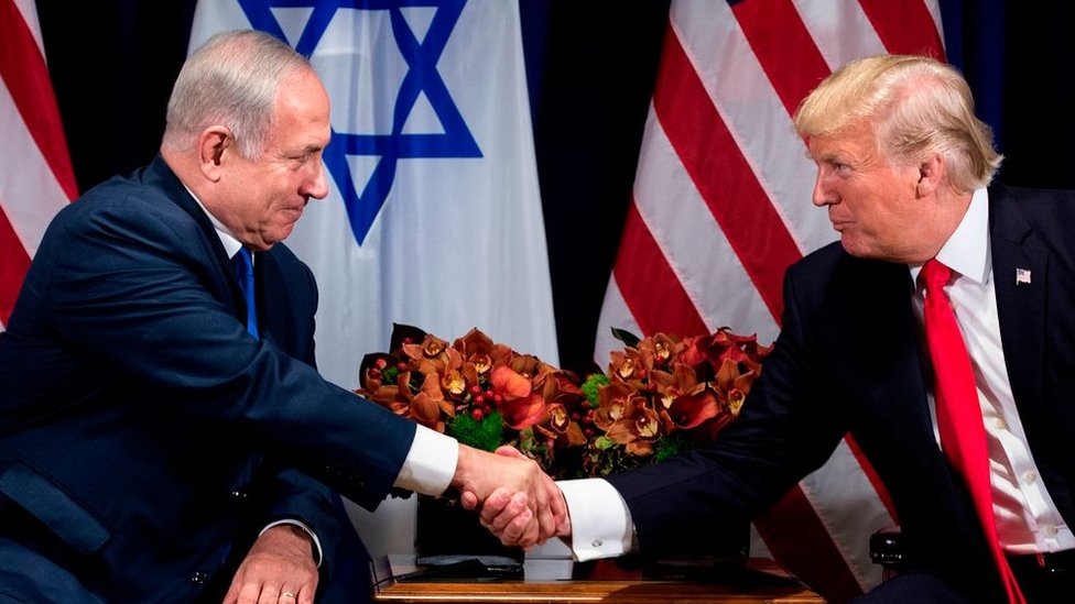 இஸ்ரேல் பிரதமர் பெஞ்சமின் நெதன்யாகு மற்றும் டிரம்ப்