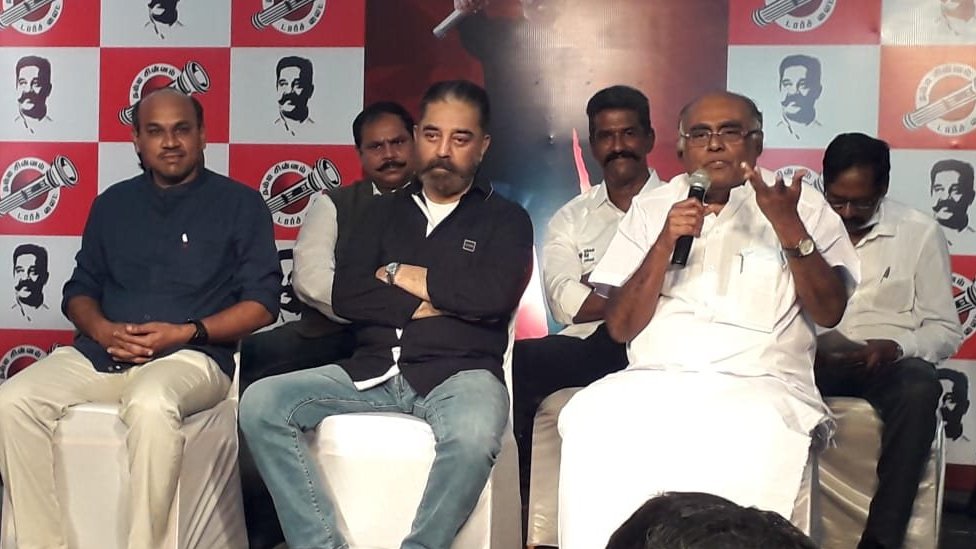 கமல்ஹாசன் செய்தியாளர் சந்திப்பு:சக்கர நாற்காலி சர்ச்சைக்கு விளக்கம் - மநீம கூட்டணியில் இணைந்த சரத்குமார்