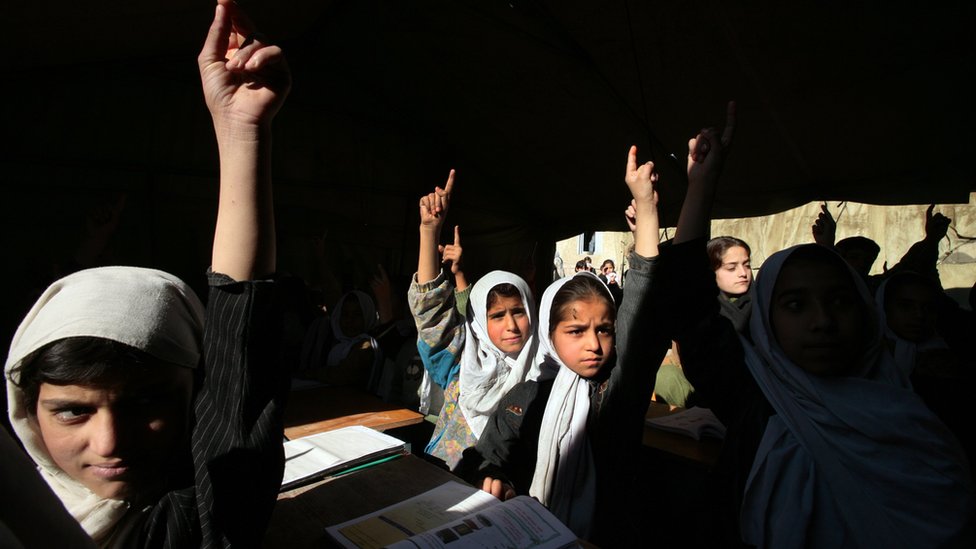 Afghan girls in school prior to the Taliban take over Afghan girls in school prior to the Taliban take over