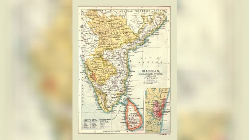 தமிழ்நாடு, ஆந்திரப் பிரதேசம், கர்நாடக மாநிலத்தின் சில பகுதிகள், கேரளாவின் மலபார் பகுதிகளை உள்ளடக்கியிருந்த சென்னை மாகாணம்.